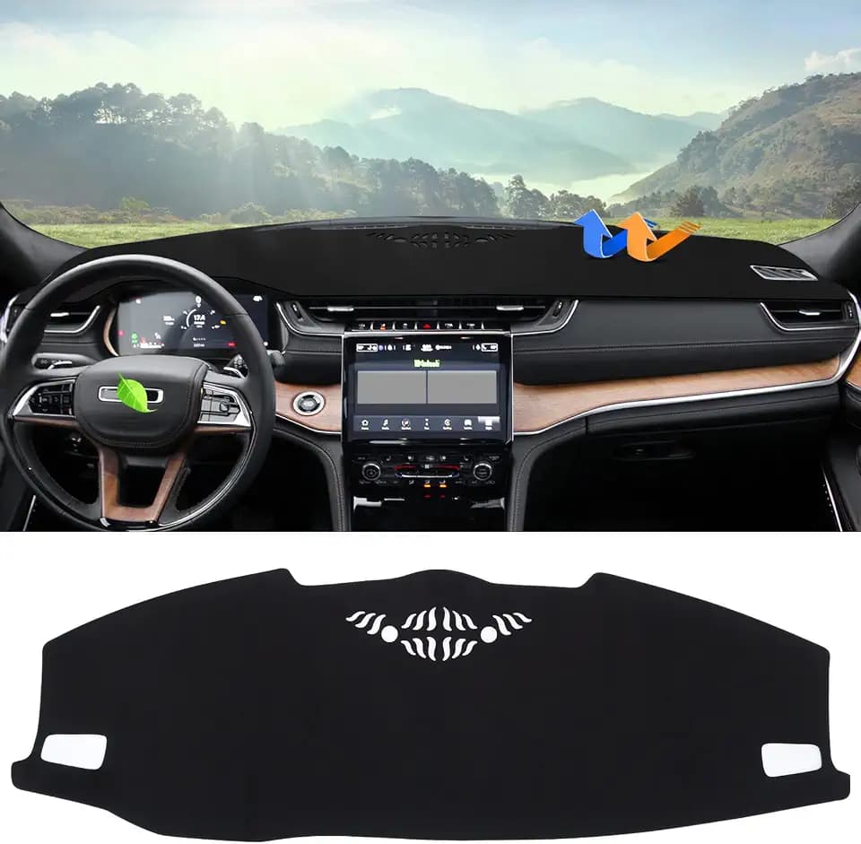 Autorder Dashboard Cover Mat for Jeep Grand Cherokee L 2021 2022 2023 2024 2025 Accessories Dash Cover Suede Dash Mat Sunshade Glare UV Rays Protector