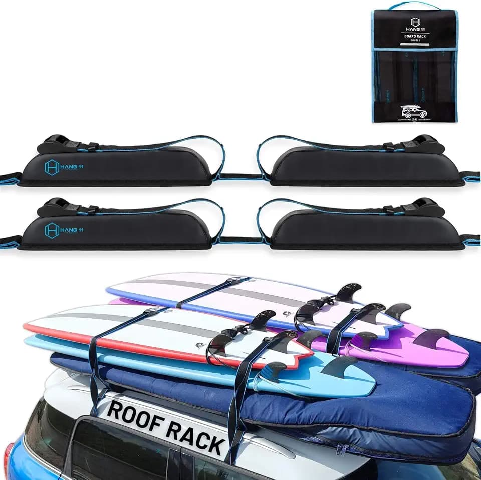 Hang 11 Surfboard Car Rack - Soft Padded Surfboard Roof Rack (Double)
