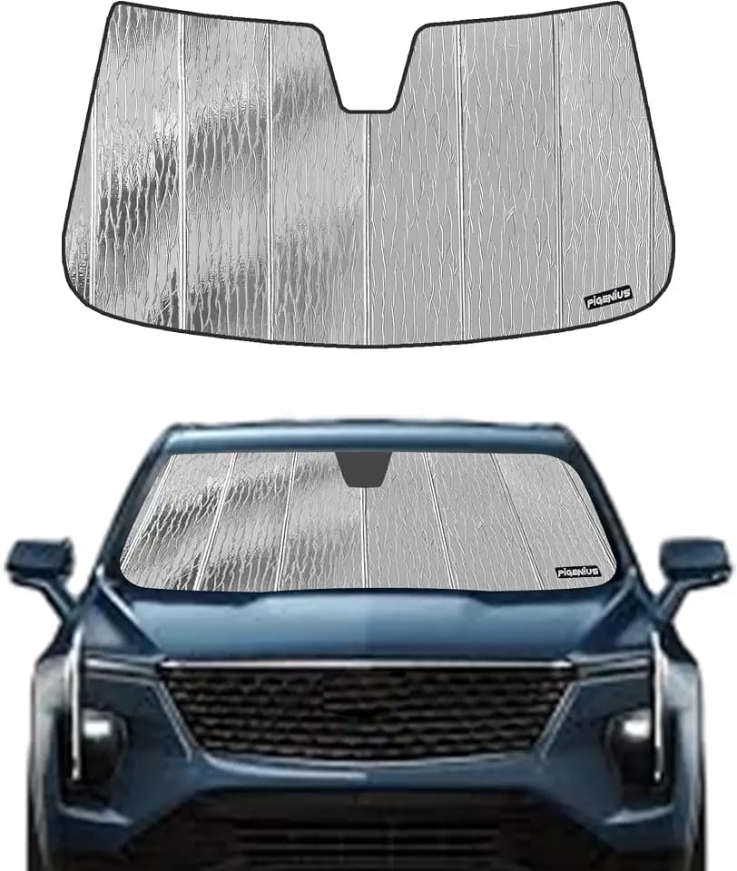 Pigenius Windshield Sunshade for Cadillac XT4 2019-2025 (Luxury SUV), Reversible Silver/Black