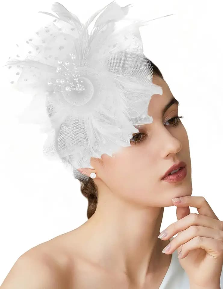 BABEYOND Fascinators Hats for Women Tea Party Flower Tulle Bead Derby Hat