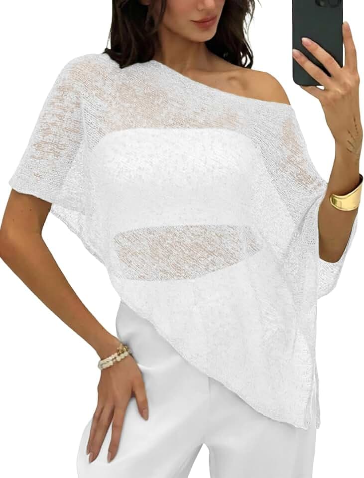 LOMON Womens Sheer Poncho Shrug Bolero Lightweight Knit Crochet Shrug Mesh Cover Up Summer 2026