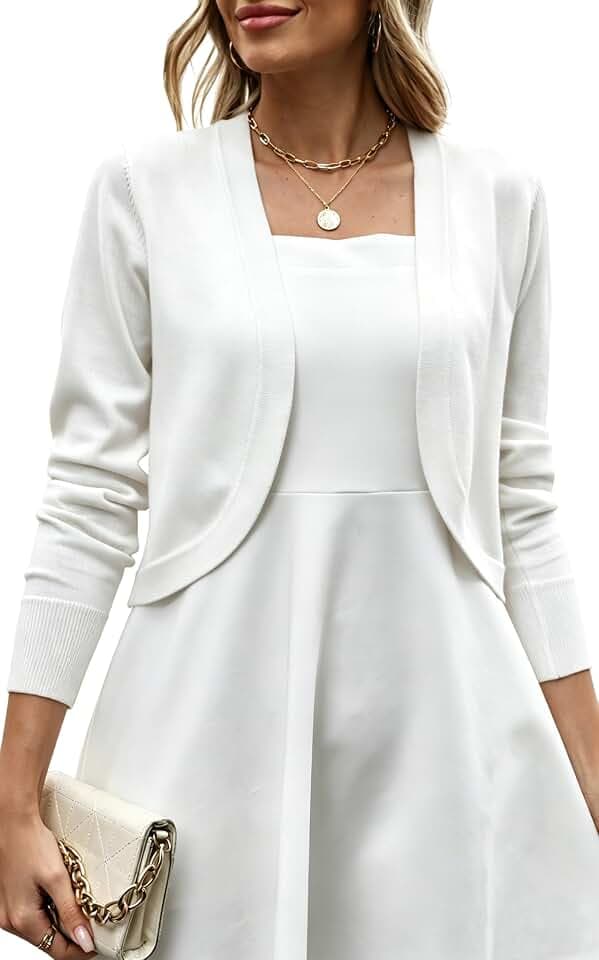 Womens Bolero Shrug Long Sleeve Knit Lightweight Cropped Cardigan for Dress
