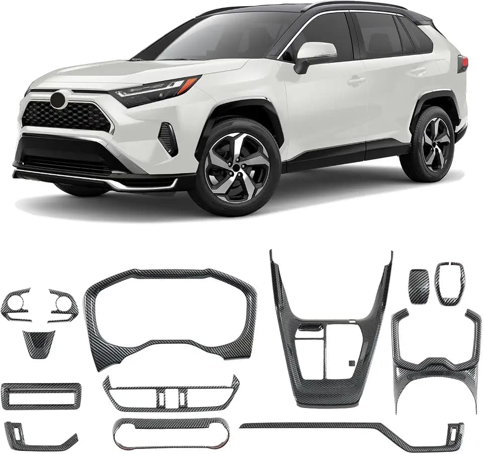 13PCS Carbon Fiber Interior Trim Kit for 2019-2025 5th Gen Toyota RAV4