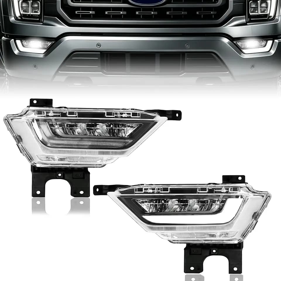 Driver Side LED Fog Light Compatible with 2021-2023 Ford F-150, Left Driver & Right Passenger Front Bumper Lamp with Bulbs, No Wiring Harness, Replaces FO2592259 19629200 ML3Z15201C