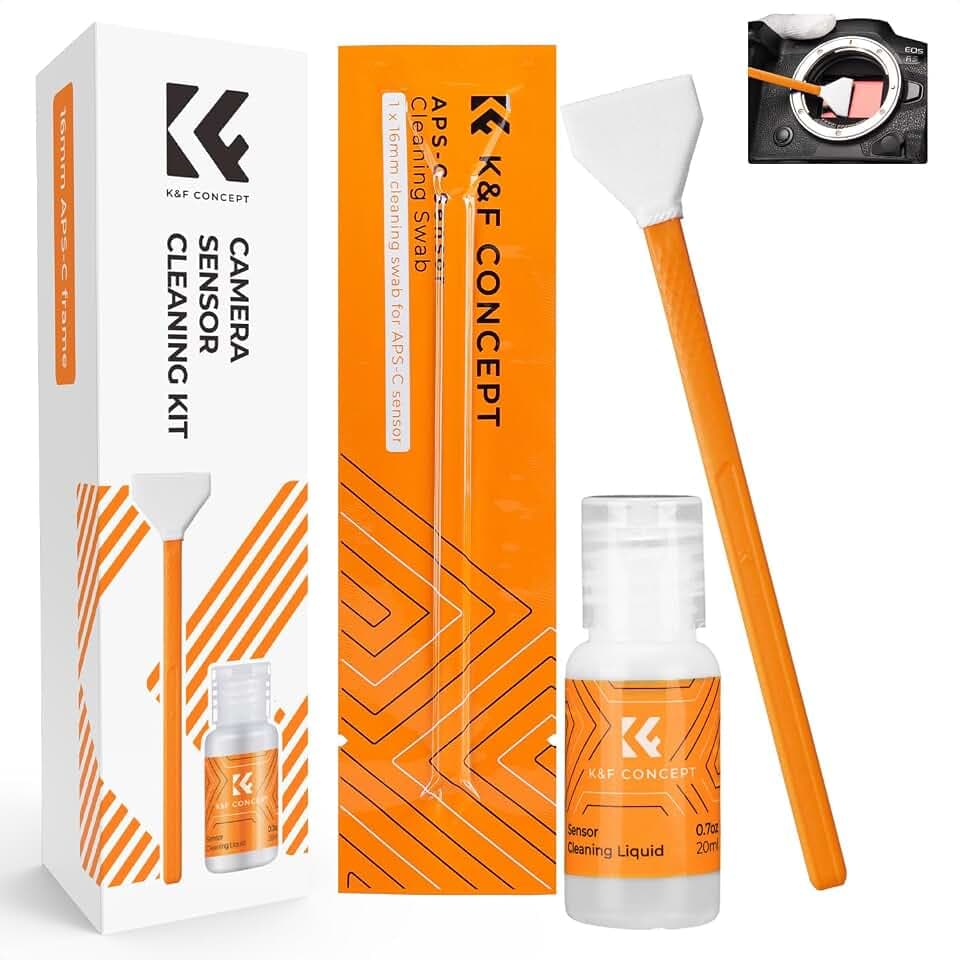 K&F CONCEPT Sensor-Reinigungsset für APS-C-Format, 6 Stück, 20 ml, Orange