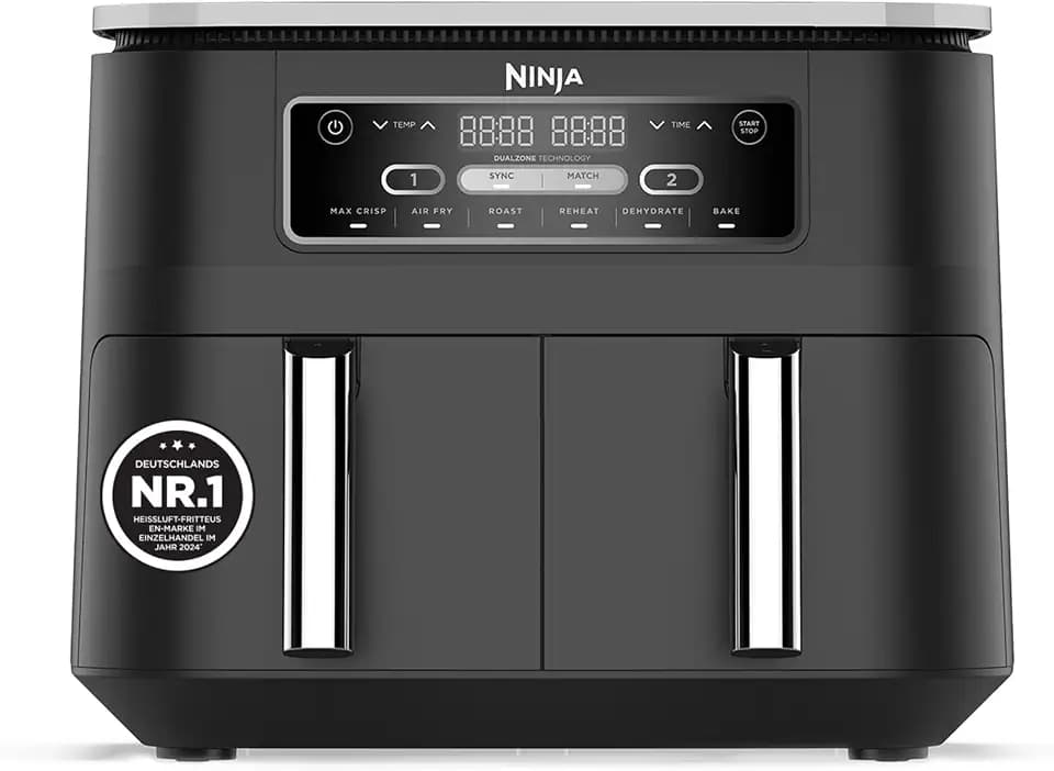 Ninja Foodi Dual Zone digitale Heißluftfritteuse, 7,6 L, 6-in-1, Schwarz