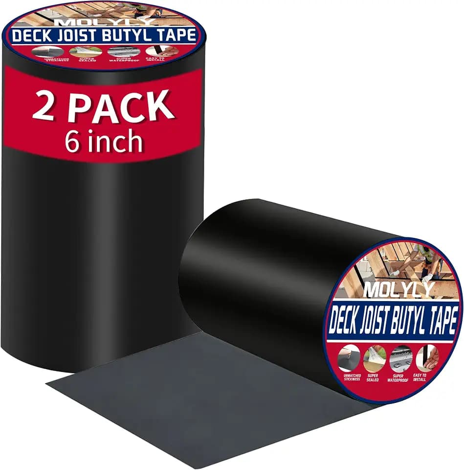 Butyl Sealant Tape for Deck Joists, 6" x 50' Deck Joist Tape, Waterproof and Weather Resistant Self-Adhesive Joist Tape for Wood Beams and Joists, Anti-Corrosion Decking Tape