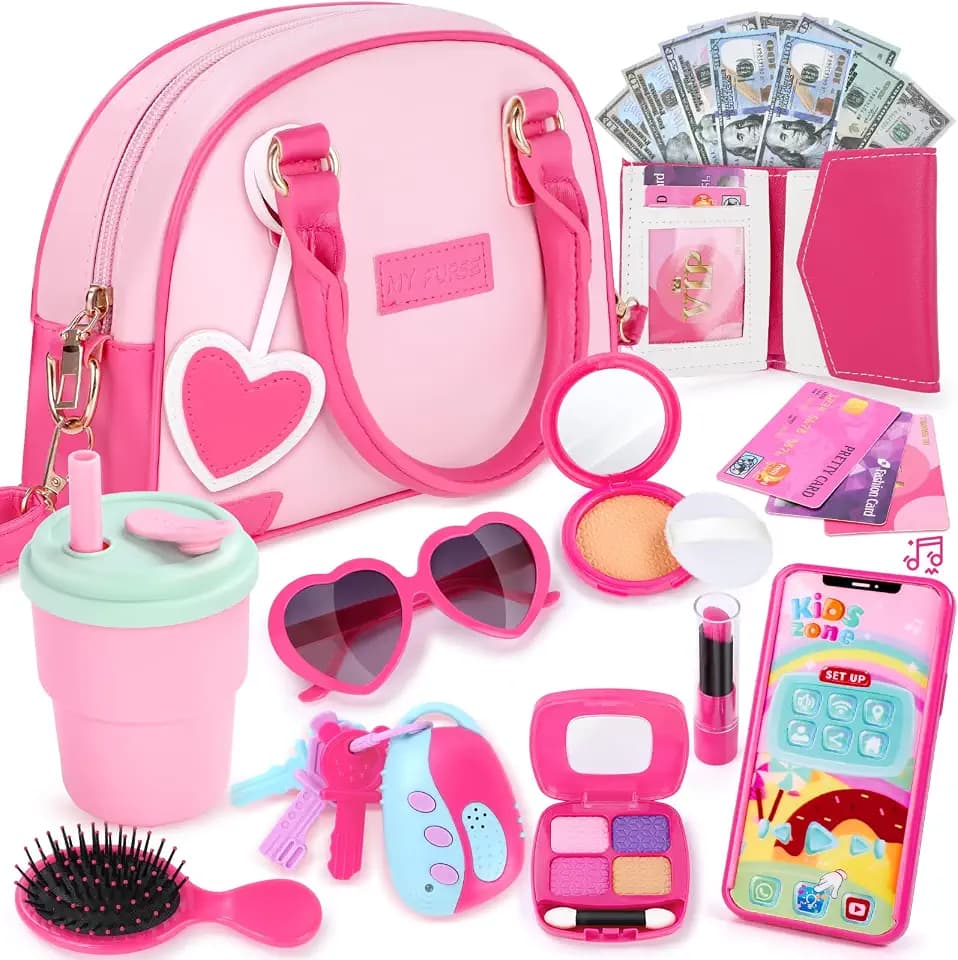 Play Purse for Little Girls 3-8 with Pretend Makeup & Accessories