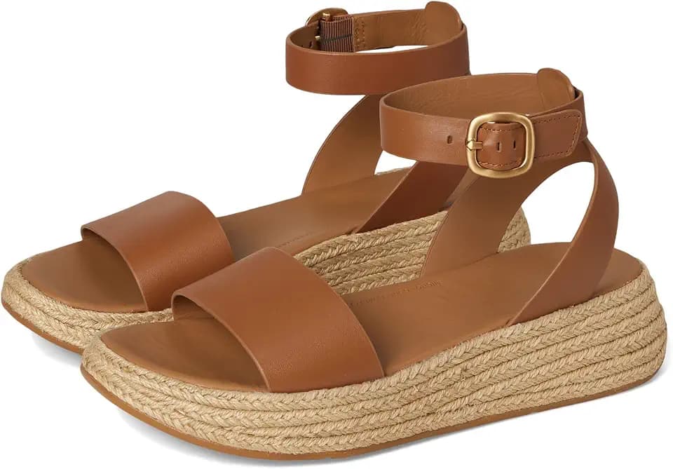 FitFlop Women's, F-MODE Espadrille Leather Flatform Ankle-Strap Sandal