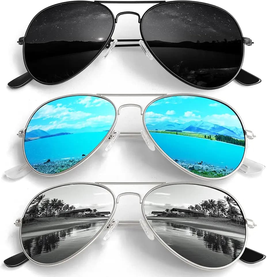 Pilot Sunglasses Men Womens Lightweight Metal Frame Polarized Shades