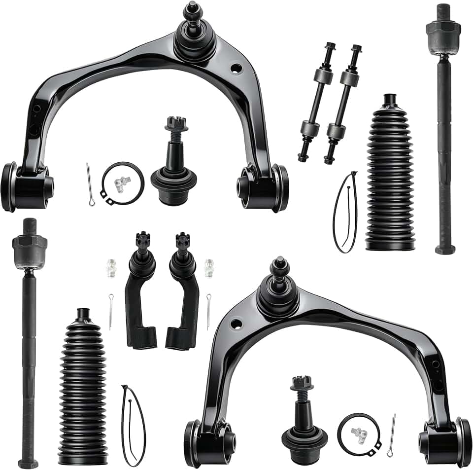 ASTARPRO - 12pc 4WD Front Suspension End Kit for 2015 2016 2017 2018 2019 2020 Ford F-150, 2 Upper Control Arms 2 Lower Ball Joints 4 Inner & Outer Tie Rods 2 Sway Bar Links 2 Boots Replacement