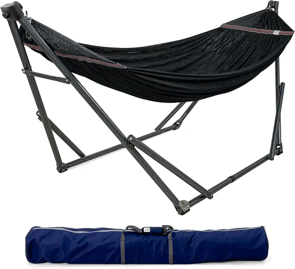 Tranquillo 600 lbs Capacity Adjustable Hammock Stand, Black