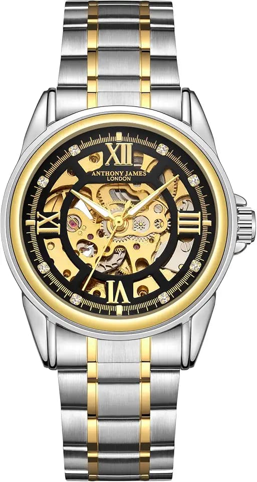 Anthony James Limited Edition Skelet automatisch stalen en Witte herenhorloge - Met de Hand geassembleerd