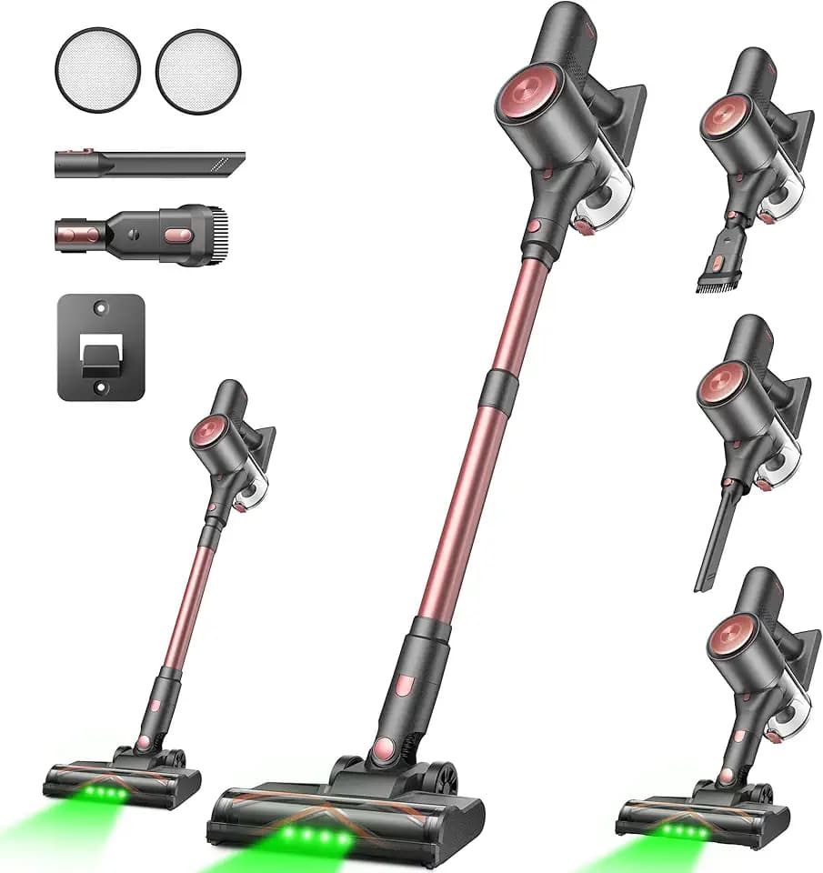 Vexilar V10PRO Akku Staubsauger Kabellos 45Mins/45KPA/450W, Akkustaubsauger mit Geen LED, 6-in-1 Ultraleicht Kabelloser Staubsauger, Super Leise für Teppich,Hartboden und Tierhaare