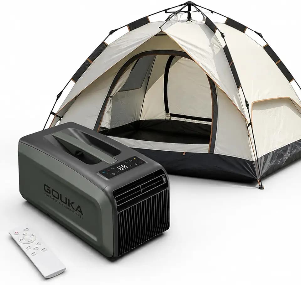 GOUKA Portable Ac 6100 BTU Cooling Camping Air Conditioner App Control No Drainage Required tent Ac Units for Rooms Bedroom Outdoor Camping Rvs (6100, BTUs, 1 Green Set)