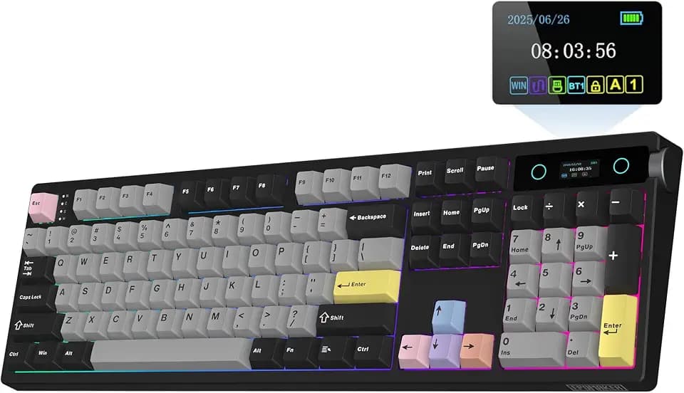 EPOMAKER TH108 PRO Full Size Mechanical Keyboard with Screen & Knob
