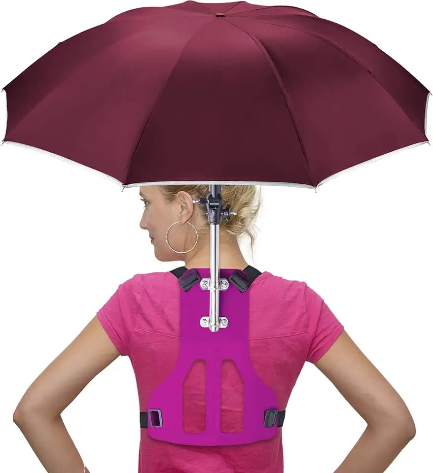 Primo Supply, Tragbarer, freihändiger Sonnen-/Regenschirm für Outdoor, zum Angeln, Laufen, Joggen, spendet Schatten, vermeidet heiße Nachmittage im Freien, kein Sonnenbrand durch UV-Strahlen