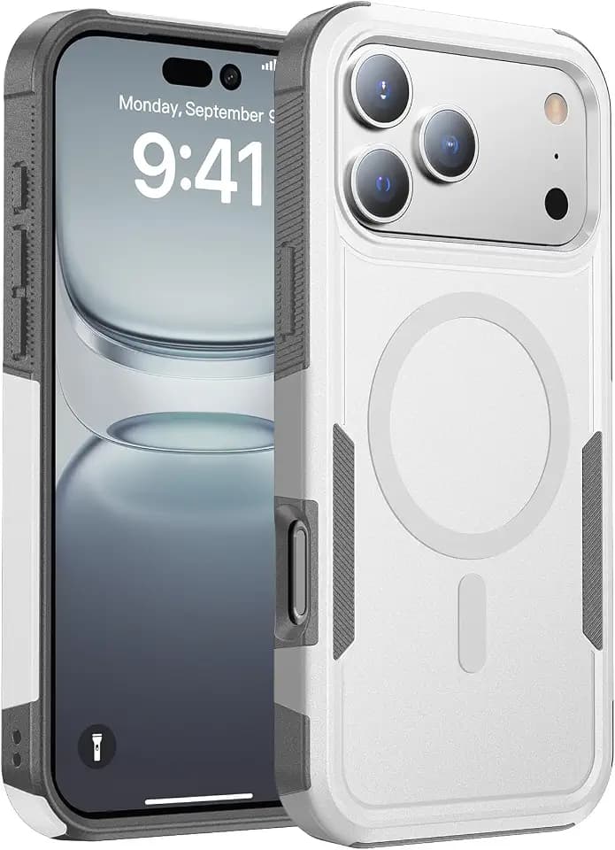 Magnetic for iPhone 17 Pro Max Case Dual-Layer Shockproof White