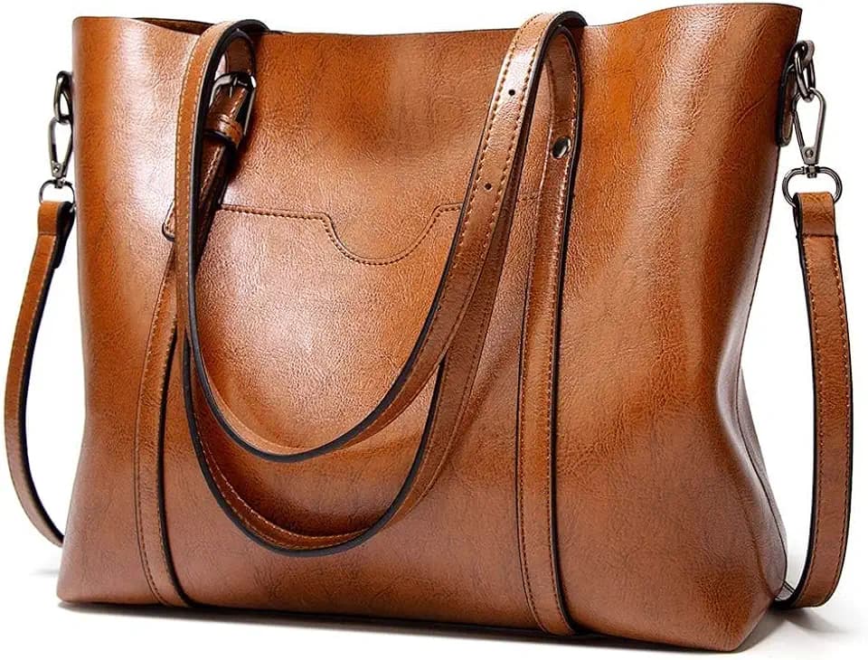 Pahajim Womens PU Leather Tote Handbag Shoulder Purse with Crossbody Strap
