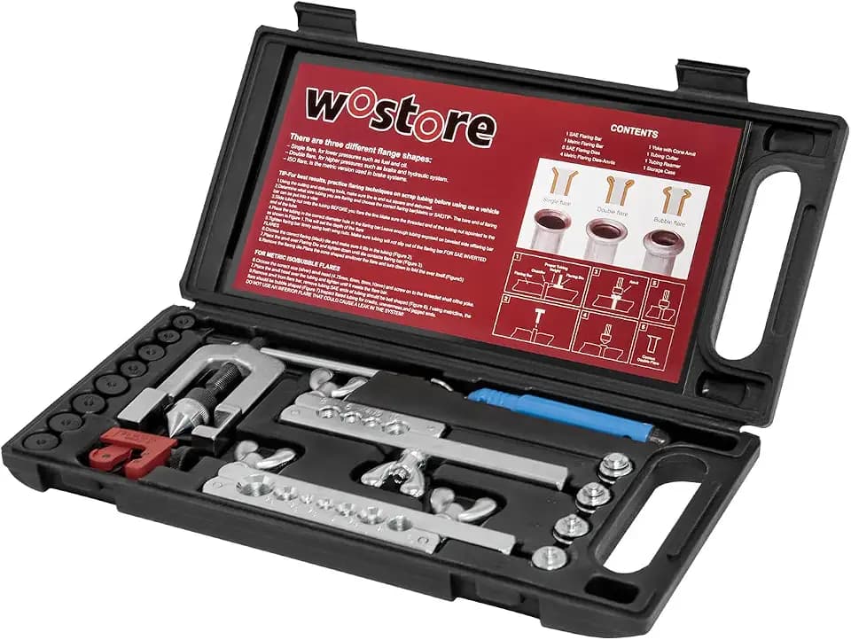 Wostore Brake Line Flare Kit, SAE Double & ISO Bubble, 7 Dies 3/16-5/8"