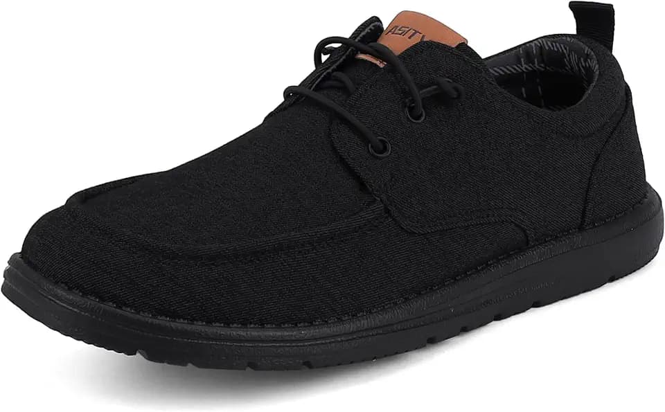 ASITVO Men's Wide Canvas Loafers Slip on Boat Walking Shoes Casual Dress