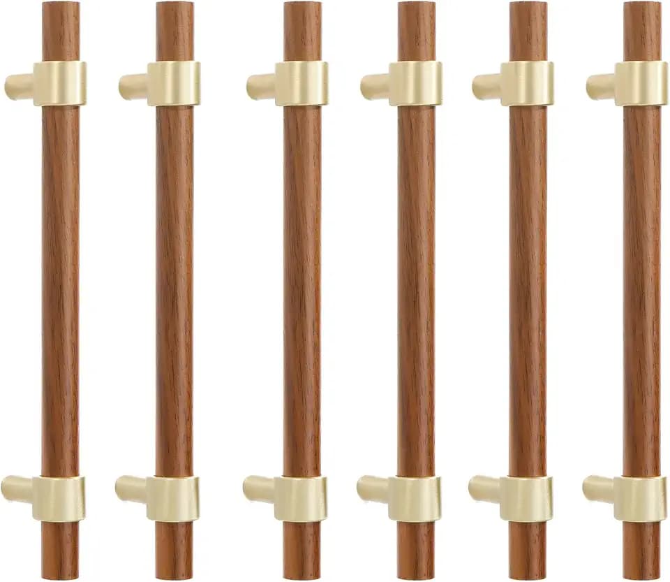6 Pack Zinc Alloy Black Walnut Kitchen Pulls Cabinets Furniture Pull for Dresser Wardrobe Cupboard Drawer Knobs Pulls Handles 5.04 Inch (128 mm) Hole Center