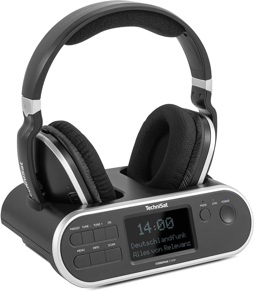 TechniSat STEREOMAN 2 DAB+ - kabelloser 2,4 GHz Funkkopfhörer