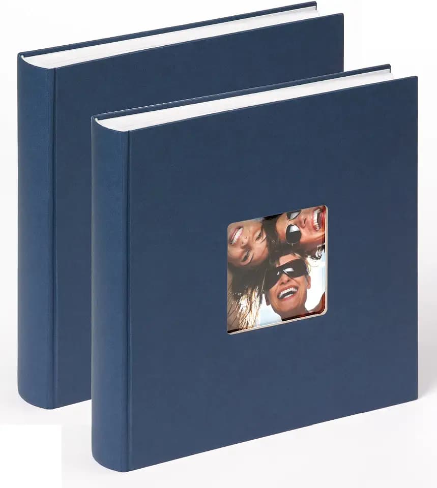 walther design Fotoalbum blau 30 x 30 cm mit Cover-Ausstanzung, Doppelpack, Fun FA-208-LD