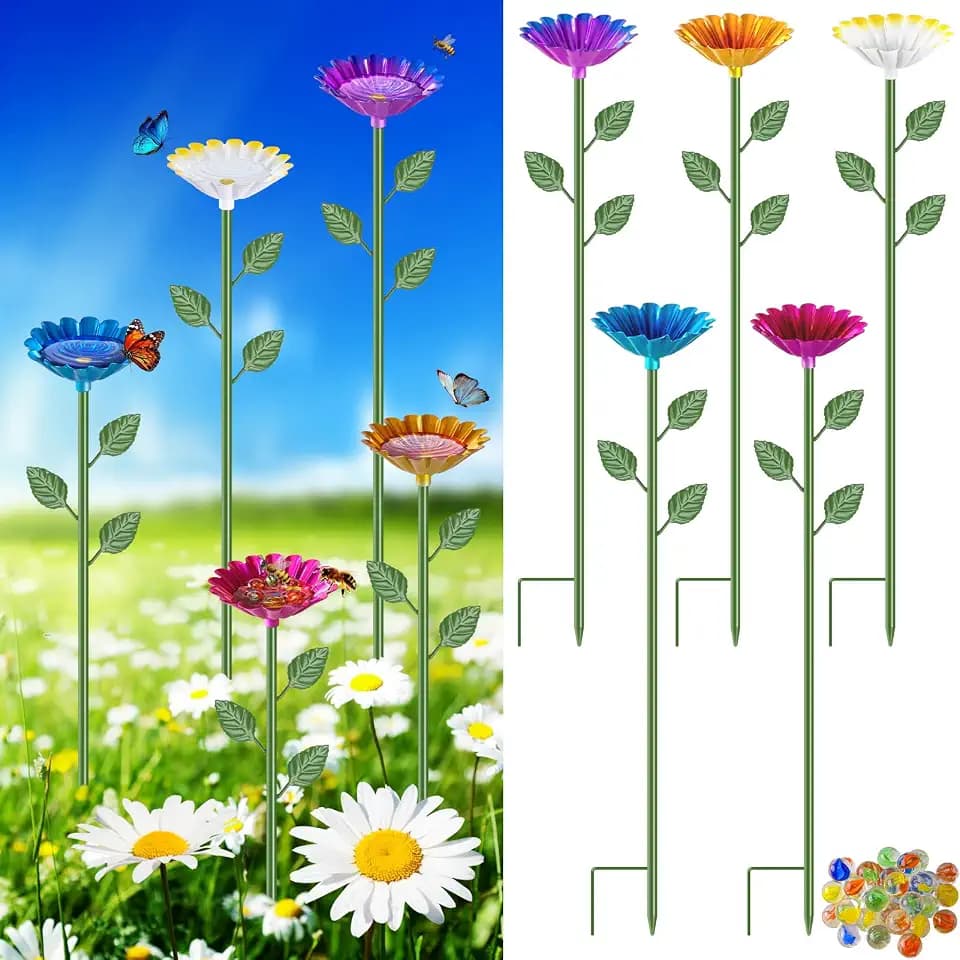 5 Pack Bee Watering Station, Metal Bee Feeder for Garden Flower Design Water Feeder for Outside Colorful Butterfly Bath Bowl for Thirsty Pollinators, Garden Yard Décor