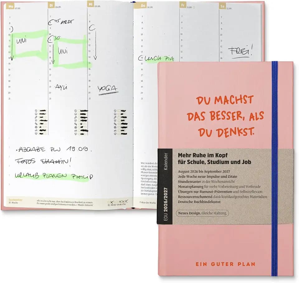 Ein guter Plan Edu 2026/2027 Achtsamer Terminkalender Schule, Studium, Job