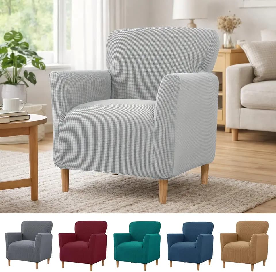 Stretch Sesselbezug mit Armlehnen, Elastische Jacquard Sofaüberzug, Clubsessel Sessel Bezug, Elastischer Strick Spannbezug für Sessel & Polsterstühle, Universelle Passform für Wohnzimmer, Büro