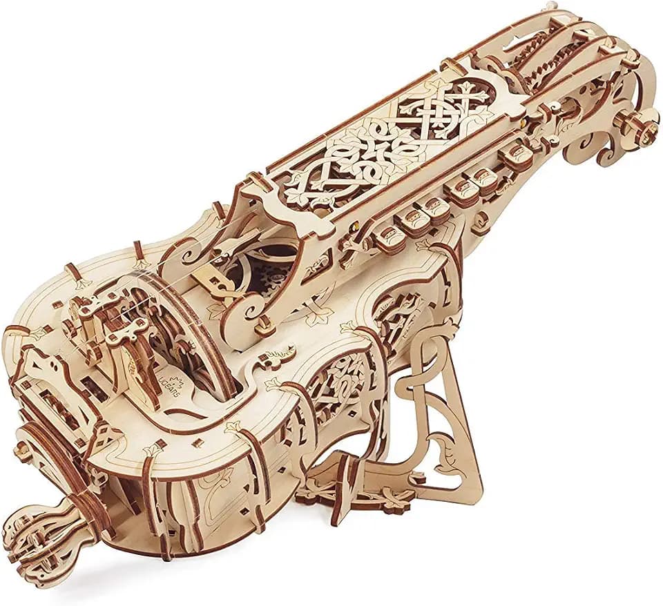 UGEARS Drehleier 3D-Holzpuzzle – Musikinstrument aus Holz, mechanischer Modellbausatz zum Bauen – DIY-Puzzle Mittelalterliche Musik – Denksport-Bauset für Erwachsene