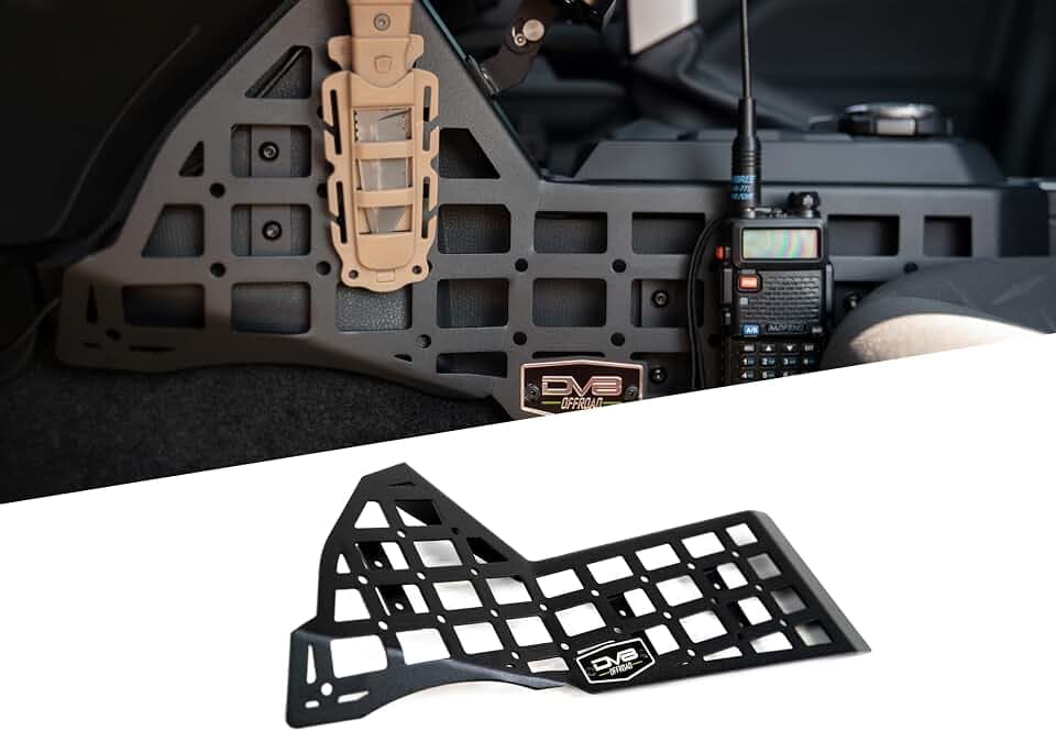 DV8 Center Console Molle Panels & Digital Device Mount for 2024-2026 Toyota Tacoma | Compatible w/ Bulletpoint & RAM Mounts | Quick Access to Daily Gear & Digital Devices | Black Powder Coat | Steel