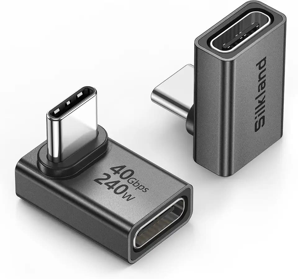 Silkland 40Gbps USB C 90 Degree Right Angle Adapter 2 Pack, 240W USB4