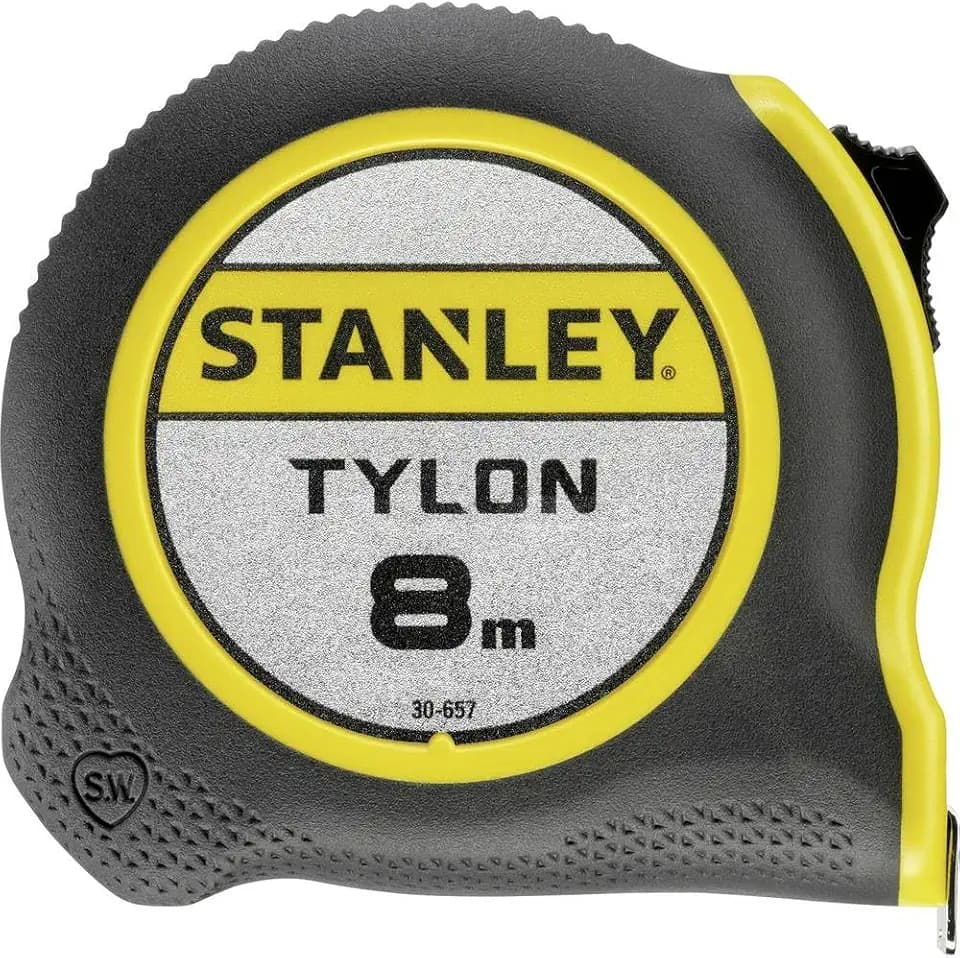 STANLEY Maßband Bandmass Tylon (Maßband 8 m, Tylon-Polymer Schutzschicht, verschiebbarer Endhaken, Kunststoffgehäuse) 0-30-657