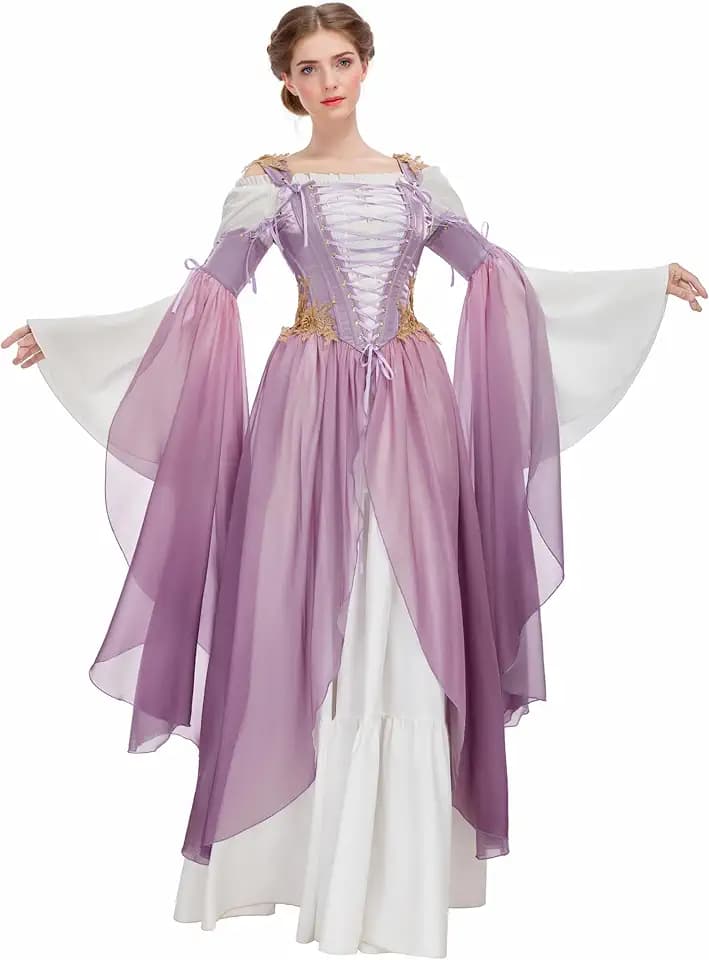 daizbella Renaissance Costume Women Ren Faire Dress Outer Garment Elf Costume for Women(Underskirt Not Included)