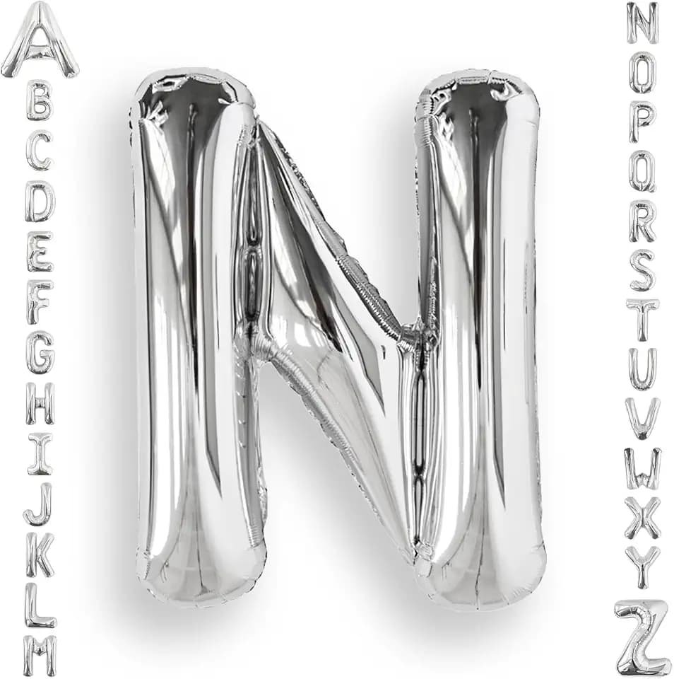 AULE 40 Inch Silver N Balloon Letter Foil A-Z Birthday Big Alphabet