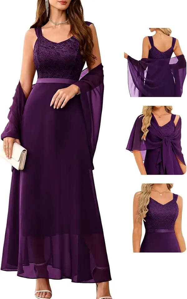 BeryLove Women Sequin Formal Cocktail Evening Long Wedding Mother Dress