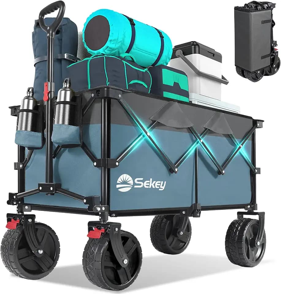 Sekey 220L Beach Wagon, 330 lb Capacity, Foldable, 8 in Wide Wheels