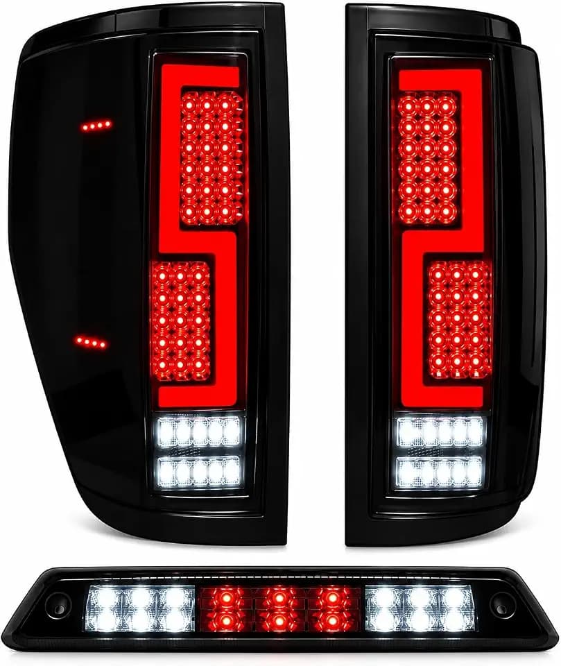 LED Tail Lights+3rd Third Brake Cargo Lamp for Ford F150 2009 2010 2011 2012 2013 2014 (Fleetside Bed Model),Upgraded Version Rear Taillight and High Mount Stop Light Assembly,.