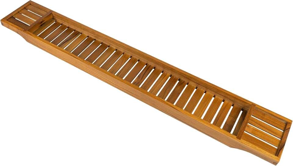 VaeFae Teak Bathtub Tray, Wooden Bath Caddy for Bathtub, Bath Tub Wood Table for Tub, 39.76" x 5.98" x 1.77"