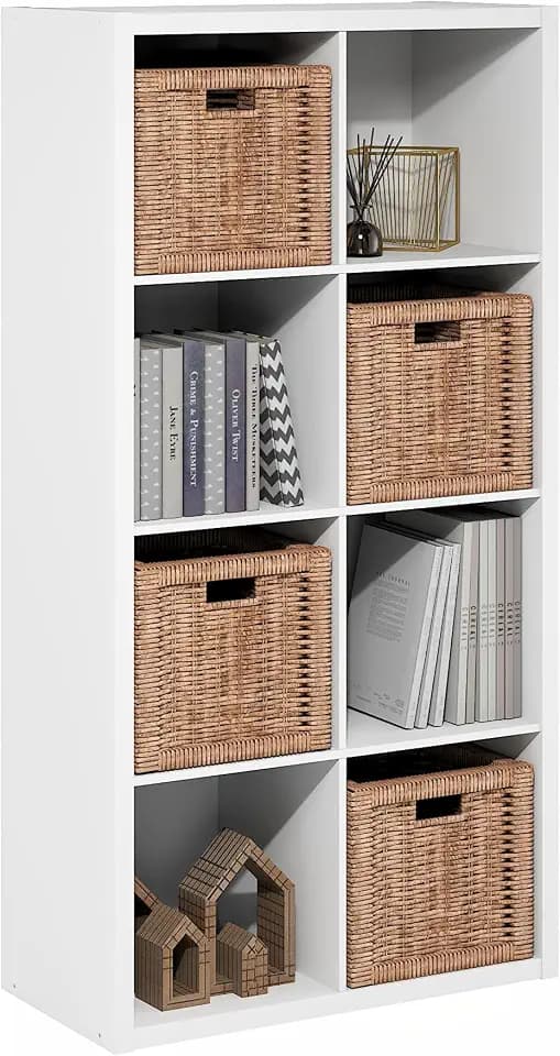 Furinno Cubicle 8-Cube Book Shelf, Bookshelf, Bookcase, White