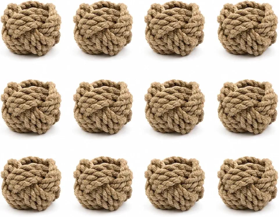 Handmade Jute Napkin Rings Set of 12 – Rustic Farmhouse Table Decor, Boho Woven Napkin Holders for Weddings, Parties & Dining Tables