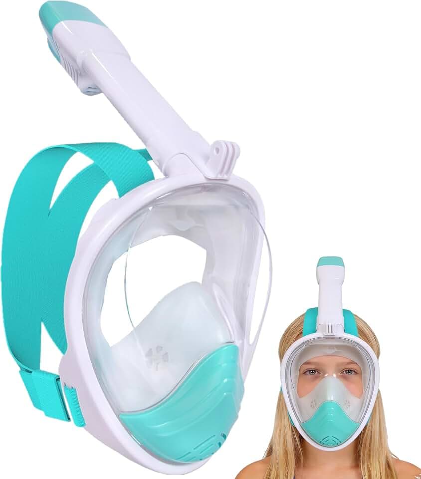 Schnorchelmaske für Kinder 5–14 Jahre | Vollgesicht-Tauchmaske mit 180° Sichtfeld & kompatibel mit Sportkameras – Schnorchel Vollmaske Jungen & Mädchen