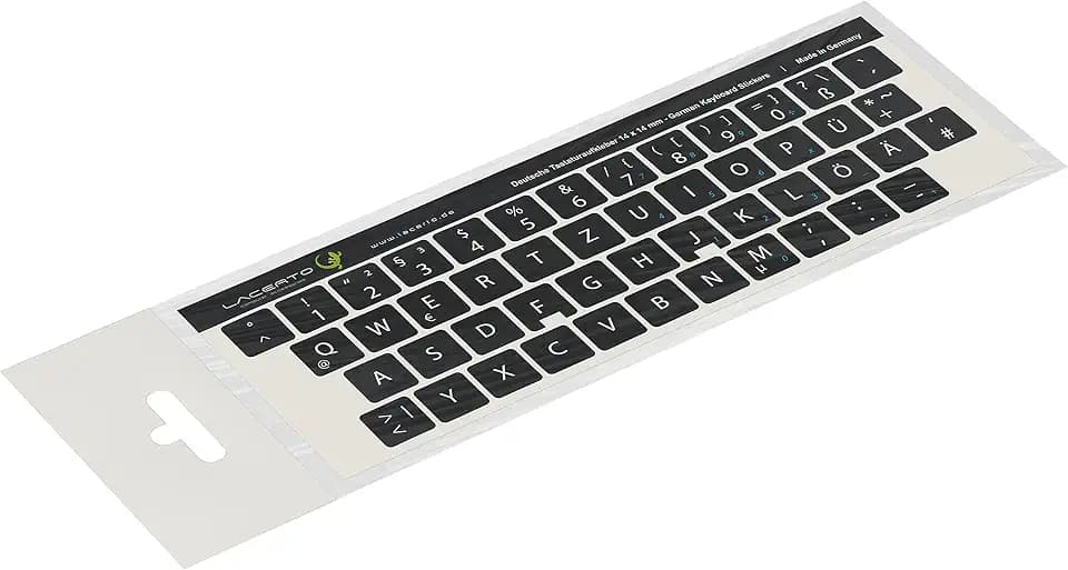 14x14mm Deutsche Aufkleber für PC/Laptop & Notebook Tastaturen mit mattem kratzfestem Laminat, Germany Keyboard Stickers QWERTZ | Farbe: Schwarz