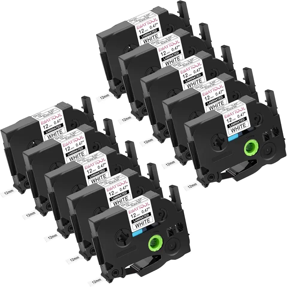 10 Pack Esaytool Replacement for P-Touch TZe-231 12mm 0.47" Black on White