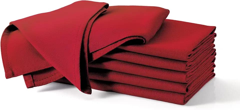 12 Stoffservietten mit Faltanleitung aus extra hochwertiger Baumwolle 40x40cm (Rot)