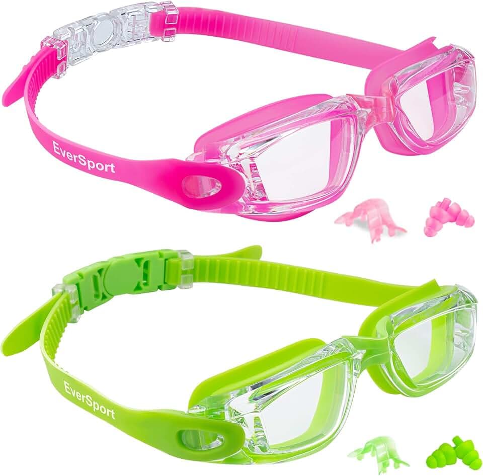 EverSport Kids Swim Goggles 2 Pack Anti-Fog Anti-UV Youth Boys Girls 4-16