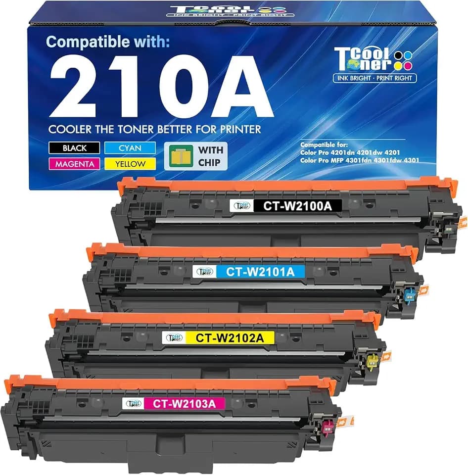 210A Toner Cartridges 4 Pack for HP 210X 210 4301fdw 4201dn W2100X W2100A