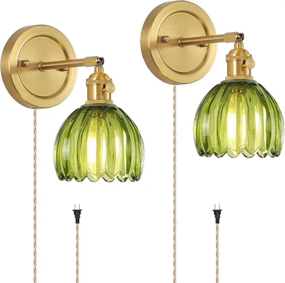 Vintage Wall Sconces Set of 2 Green Living Room